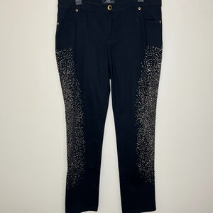Midnight Velvet Jeans 14 Dark Wash Straight Embellished Jeweled High Rise Denim